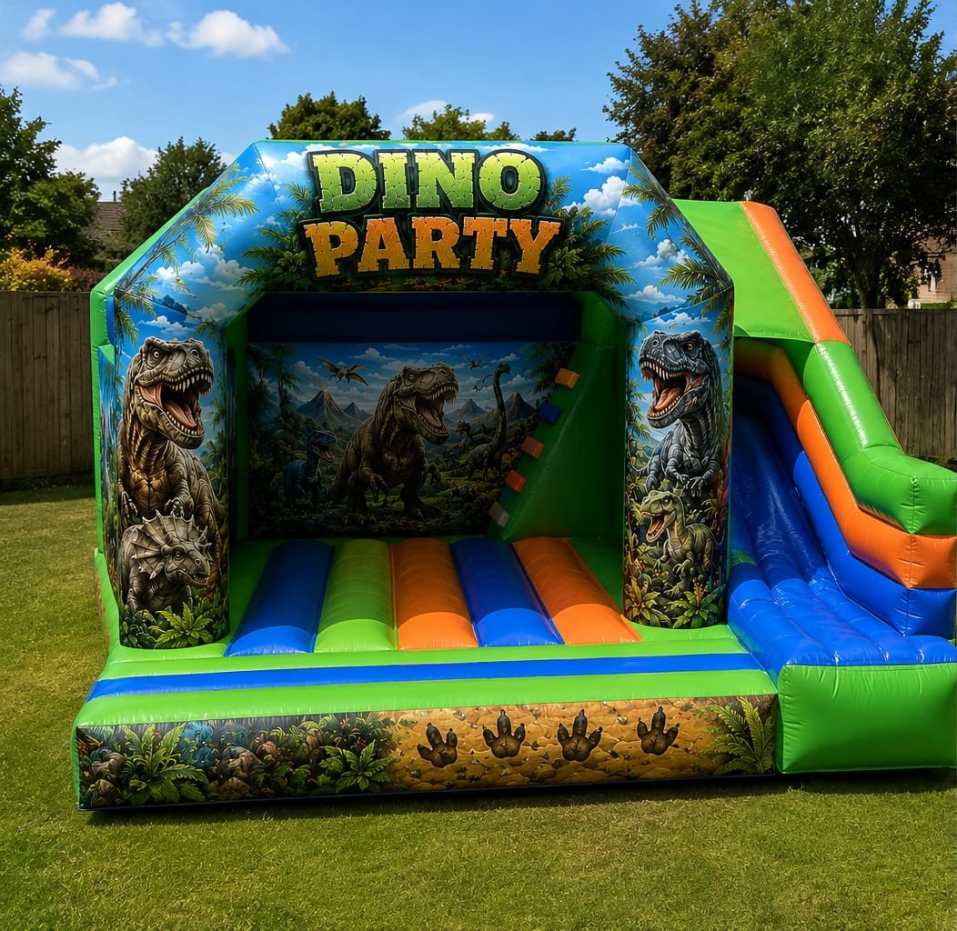 U Bounce Dino Party Castle and Slide — coming soon
