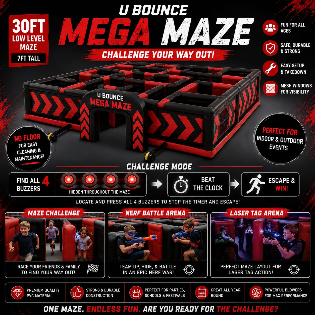 U Bounce Mega Maze — 30ft inflatable maze hire Northamptonshire
